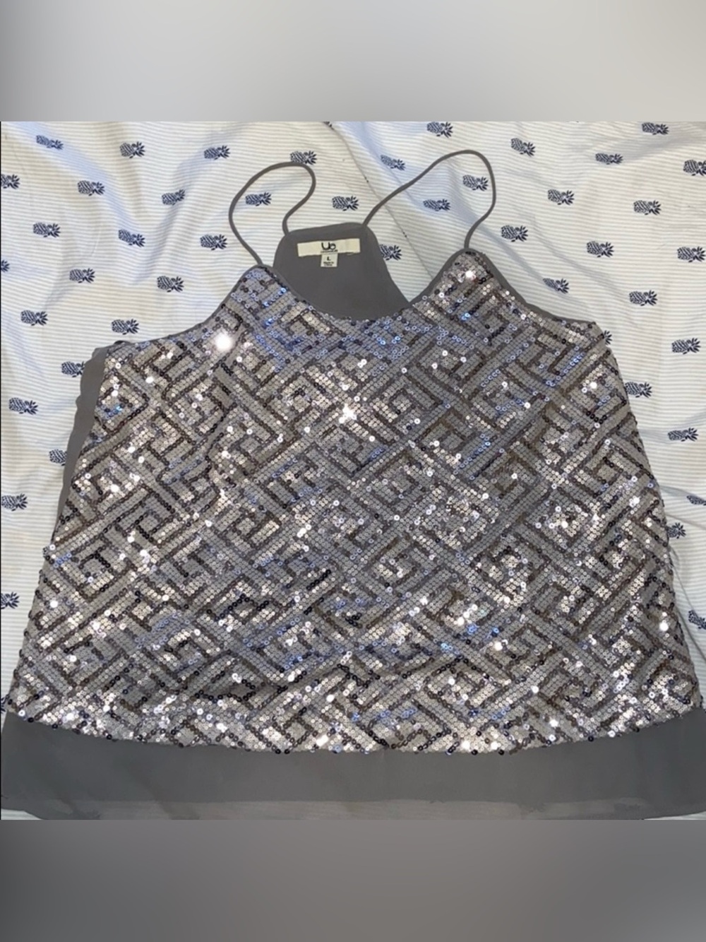 Ya Los Angeles Silver Sequin Geometric Cami